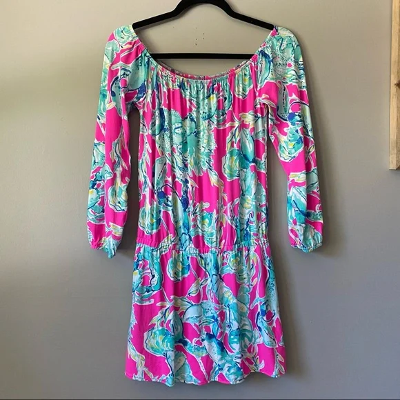 Lilly Pulitzer Lana Skort Romper Razberry Lobsters In Love - Picture 2 of 7